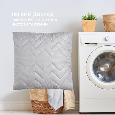 Подушка NORDIC COMFORT+ IDEIA 70х70 см чохол стьобаний зі змійкою антиалергенне волокно сіра 