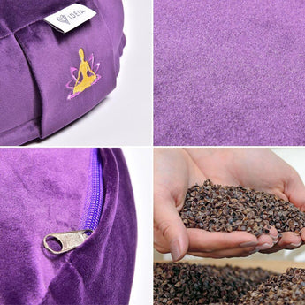 Подушка Болстер для йоги та медитації IDEIA з гречаною лушпиною, йога, гречана лушпиння, 46х25х10 см,