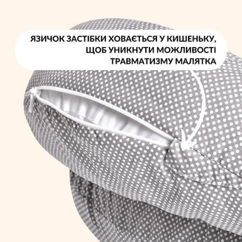 Подушка для годування диванчик 60х70х16 см бавовна антиалергенне волокно горошок сірий 