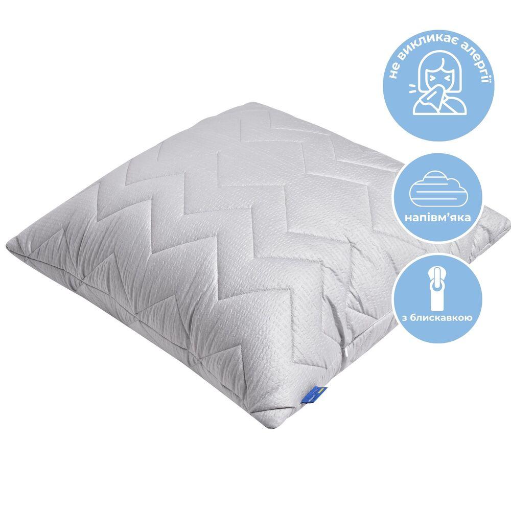 Подушка NORDIC COMFORT+ IDEIA 70х70 см чохол стьобаний зі змійкою антиалергенне волокно сіра