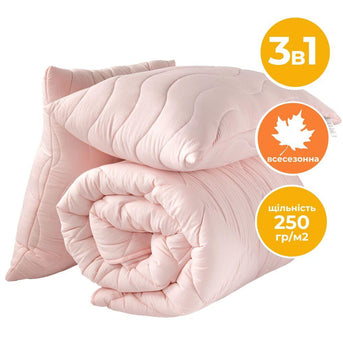 Набір Tropical євро ковдра 200х220 см + 2 подушки 50х70 см пудра IDEIA антиалергійний 