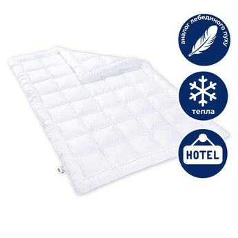 Ковдра зимова напівторна 155х210 см IDEIA штучний пух, для готелів, дому, тепла ковдра біла, аналог