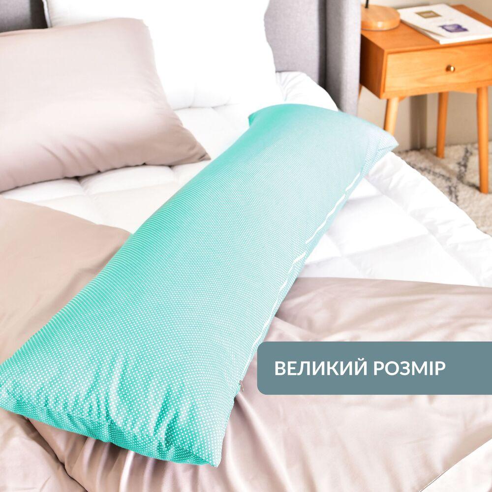 Ортопедична подушка IDEIA NORDIC+ 40x140 см з бавовняною наволочкою - горошок м'ята
