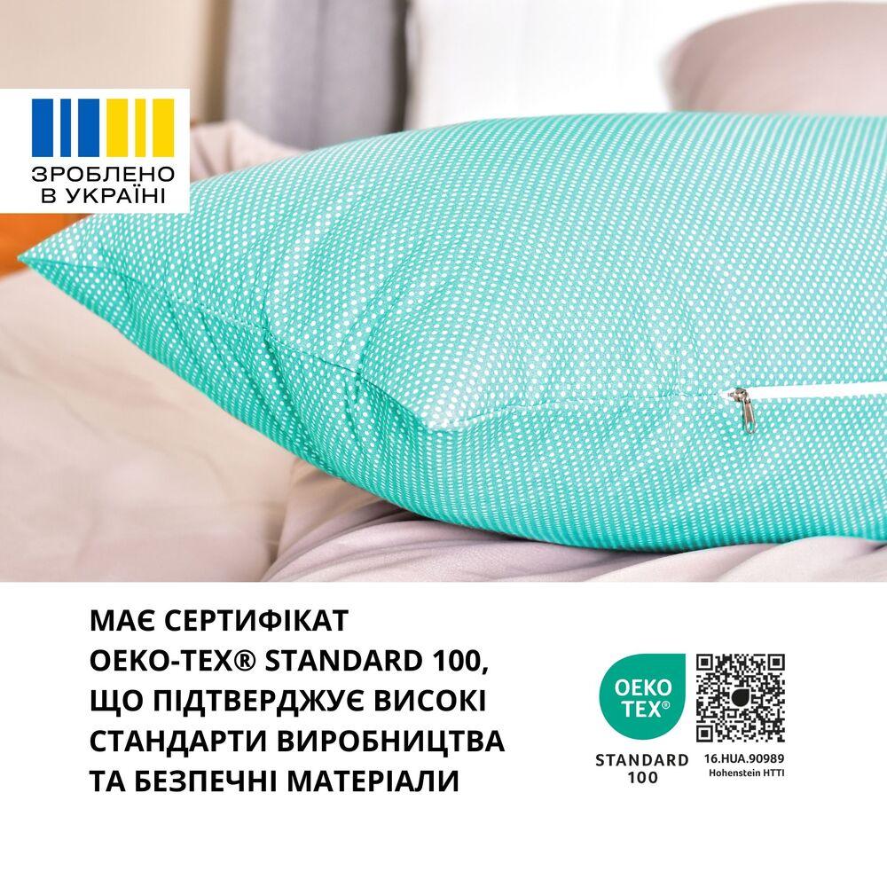 Ортопедична подушка IDEIA NORDIC+ 40x140 см з бавовняною наволочкою - горошок м'ята