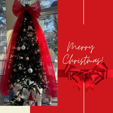 Бант на ялинку різдвяний декоративний 80х200 см великий фатин червоний