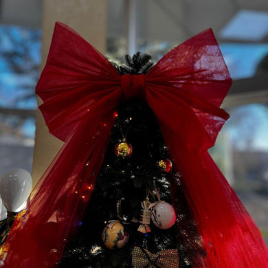 Бант декоративний 65х200 см великий фатиновий святковий синій