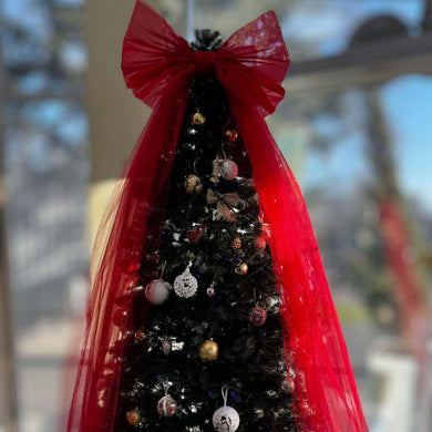 Бант на ялинку різдвяний декоративний 80х200 см великий фатин червоний