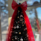 Бант на ялинку різдвяний декоративний 80х200 см великий фатин червоний