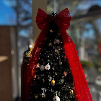Бант на ялинку різдвяний декоративний 80х200 см великий фатин червоний