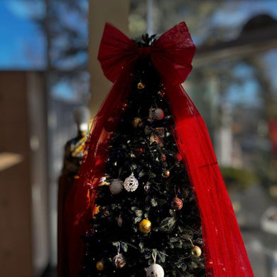 Бант на ялинку різдвяний декоративний 80х200 см великий фатин червоний