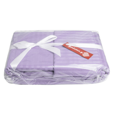 Постільний комплект євро сатин у смужку бавовна натуральна тканина набір постільного бузок