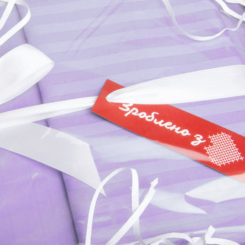 Постільний комплект євро сатин у смужку бавовна натуральна тканина набір постільного бузок