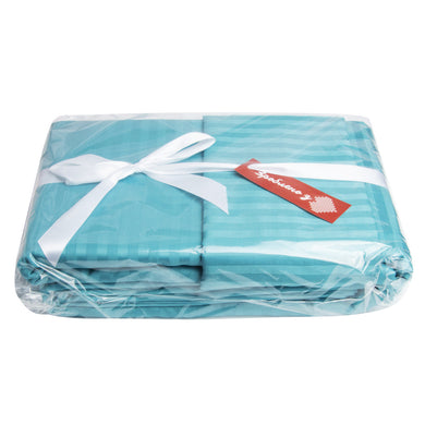 Постільний комплект євро сатин у смужку бавовна натуральна тканина набір постільного бірюза