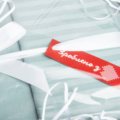 Постільний комплект євро сатин у смужку бавовна натуральна тканина набір постільного м'ята