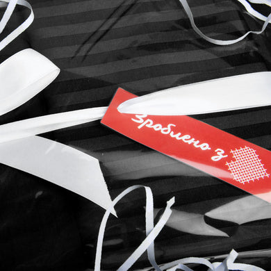 Постільний комплект євро сатин у смужку бавовна натуральна тканина набір постільний чорний