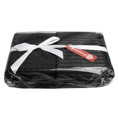 Постільний комплект євро сатин у смужку бавовна натуральна тканина набір постільний чорний