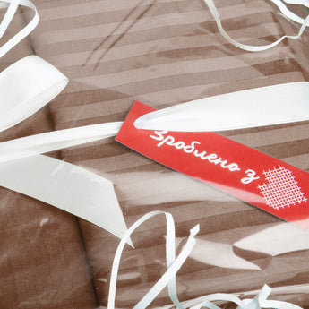 Постільний комплект євро сатин у смужку бавовна натуральна тканина набір постільної бежі