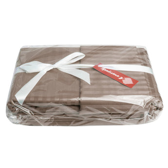 Постільний комплект євро сатин у смужку бавовна натуральна тканина набір постільної бежі