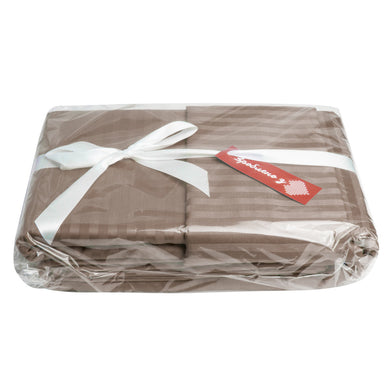 Постільний комплект євро сатин у смужку бавовна натуральна тканина набір постільної бежі