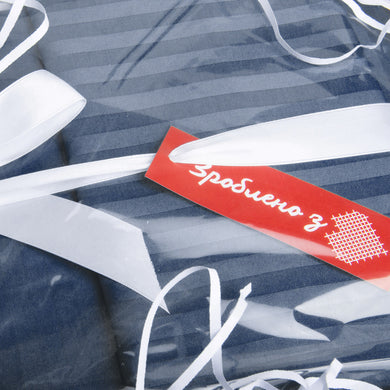 Постільний комплект євро сатин у смужку бавовна натуральна тканина набір постільного джинсу