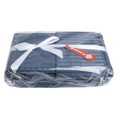 Постільний комплект євро сатин у смужку бавовна натуральна тканина набір постільного джинсу