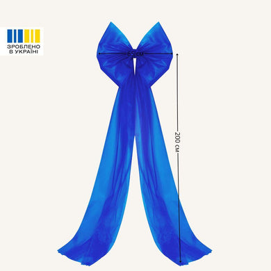 Бант декоративний 65х200 см великий фатиновий святковий синій