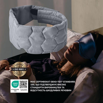 Маска для сну 12×68 см стьобана мікрофібра з липучкою для жінок і чоловіків сіра