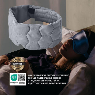 Маска для сну 12×68 см стьобана мікрофібра з липучкою для жінок і чоловіків сіра