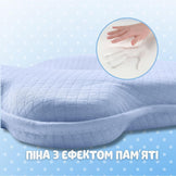 Подушка ортопедична дитяча BabyComfort PAPAELLA 27×22×3 см з ефектом пам'яті, у формі ведмедика блакитна