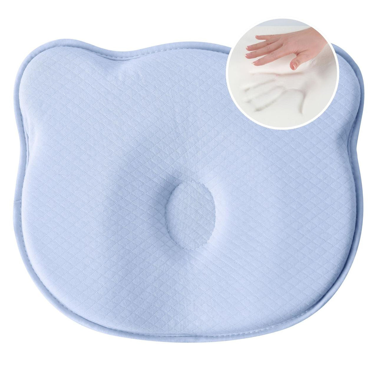 Подушка ортопедична дитяча BabyComfort PAPAELLA 27×22×3 см з ефектом пам'яті, у формі ведмедика блакитна