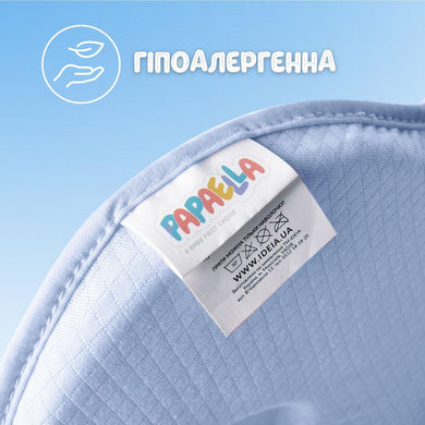 Подушка ортопедична дитяча BabyComfort PAPAELLA 27×22×3 см з ефектом пам'яті, у формі ведмедика блакитна