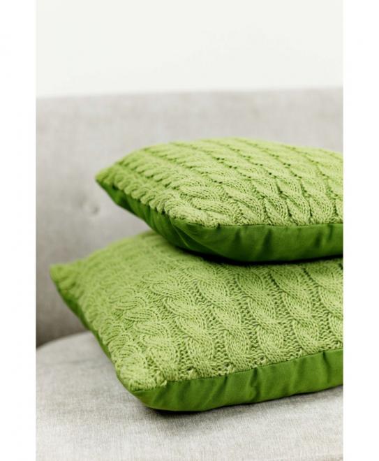 Подушка декоративна в'язана Коси трав'яний Art Knit, 45х45 см