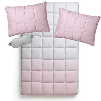 Набір євро WomenTime IDEIA ковдра 200х220 та 2 шт подушка 50х70 антиалергенний, штучний пух + маска для сну в коробці