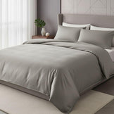 Комплект постільної білизни IDEIA євро 200х220 сатин бавовна преміум сірий/беж