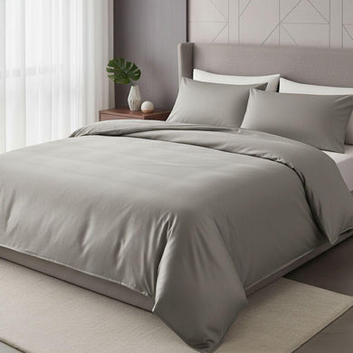 Комплект постільної білизни IDEIA євро 200х220 сатин бавовна преміум сірий/беж