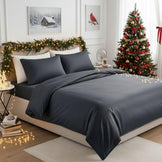 Комплект постільної білизни IDEIA євро 200х220 см, сатин, 100% бавовна, преміум, темно-сірий