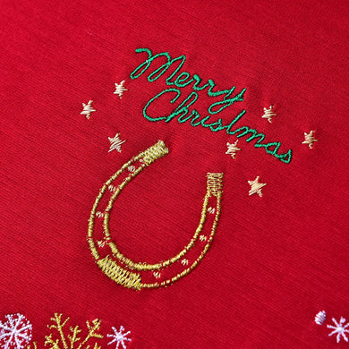 Подушка декоративна 50х50 см різдвяна Коник Щастя IDEIA, символ 2026 року червона