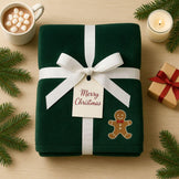 Плед покривало велсофт 170х210 см супер м'який з вишивкою різдвяною смарагд печиво