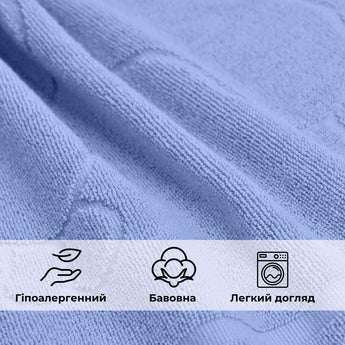 Килимок для ніг і ванної кімнати 50х70 см бавовна жакард з ніжками пл 700 г/м2 синій