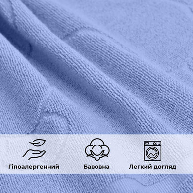 Килимок для ніг і ванної кімнати 50х70 см бавовна жакард з ніжками пл 700 г/м2 синій