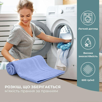 Килимок для ніг і ванної кімнати 50х70 см бавовна жакард з ніжками пл 700 г/м2 синій