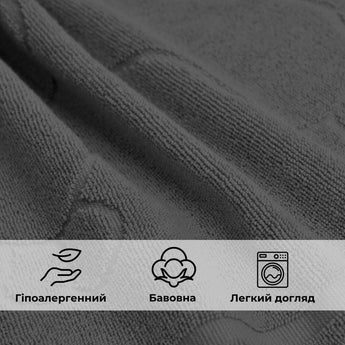 Килимок для ніг і ванної кімнати 50х70 см бавовна жакард з ніжками пл 700 г/м2 т/сірий