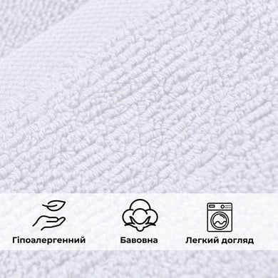 Рушник махровий 100х150 см пл 600 г/м2 банний для тіла та сауни натуральна бавовна білій