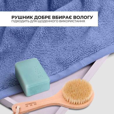 Рушник махровий 100х150 см пл 600 г/м2 банний для тіла та сауни натуральна бавовна синій