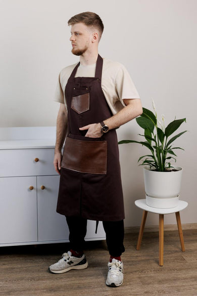 Фартух чоловічий зі шкіряним декором коричневий ПРОВАНС, 85x90см 044773