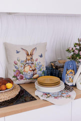 Великодня гобеленова подушка Суцвіття зайченя з метеликами ПРОВАНС, 45х45см 044294