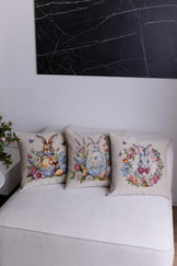 Великодня гобеленова подушка Суцвіття зайченя у віночку ПРОВАНС, 45х45см 044296