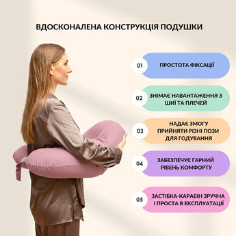 Подушка для годування диванчик 60х70х16 см бавовна антиалергенна, для зручності мами, з блискавкою пудра