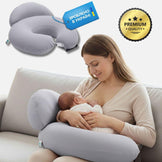 Подушка для годування диванчик 60х70х16 см бавовна антиалергенна, для зручності мами, з блискавкою сирій-беж