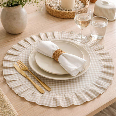 Набір серветок 2 шт з оборкою IDEIA, 30 см, бавовна, для дому, кафе, для сервірування стола беж